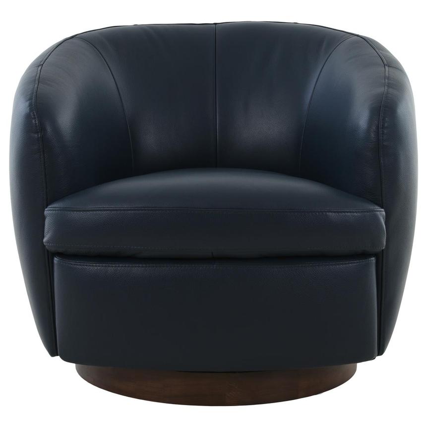 Leyla Blue Leather Accent Chair  alternate image, 4 of 9 images.