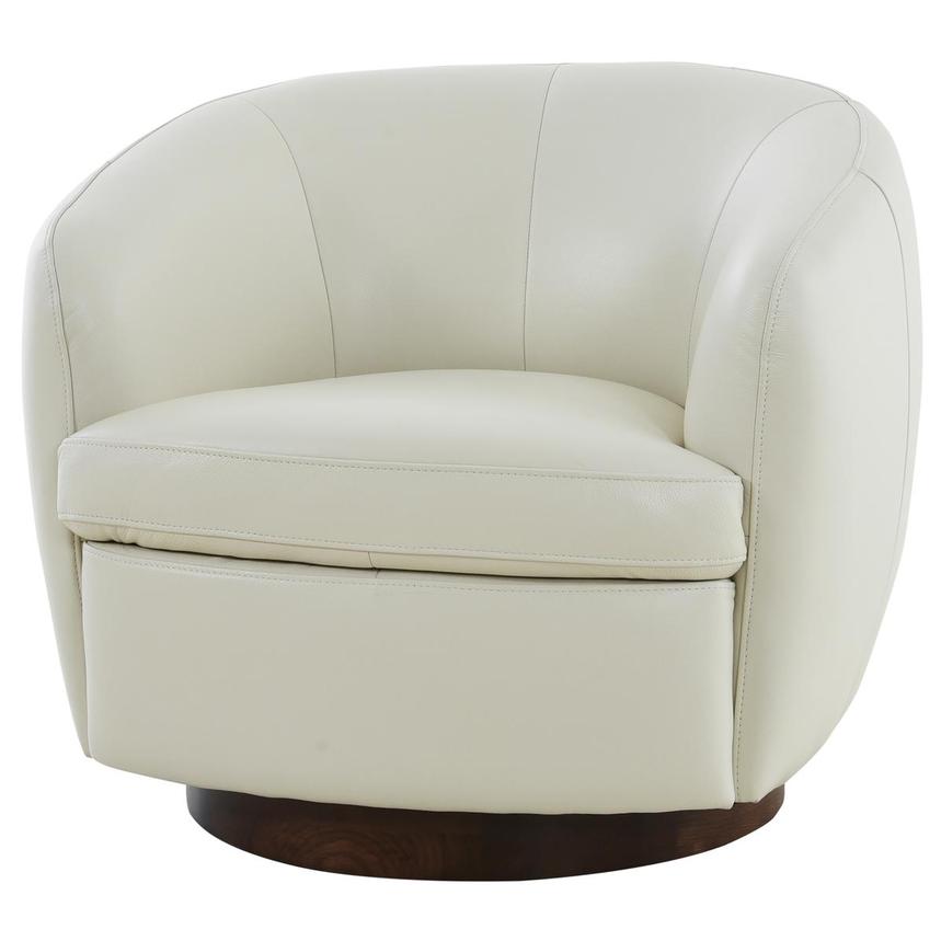 Leyla Cream Leather Accent Chair  main image, 1 of 10 images.