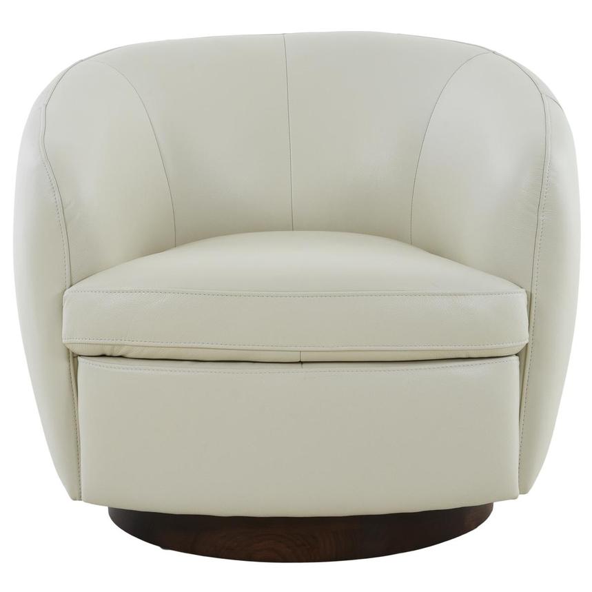 Leyla Cream Leather Accent Chair  alternate image, 3 of 10 images.