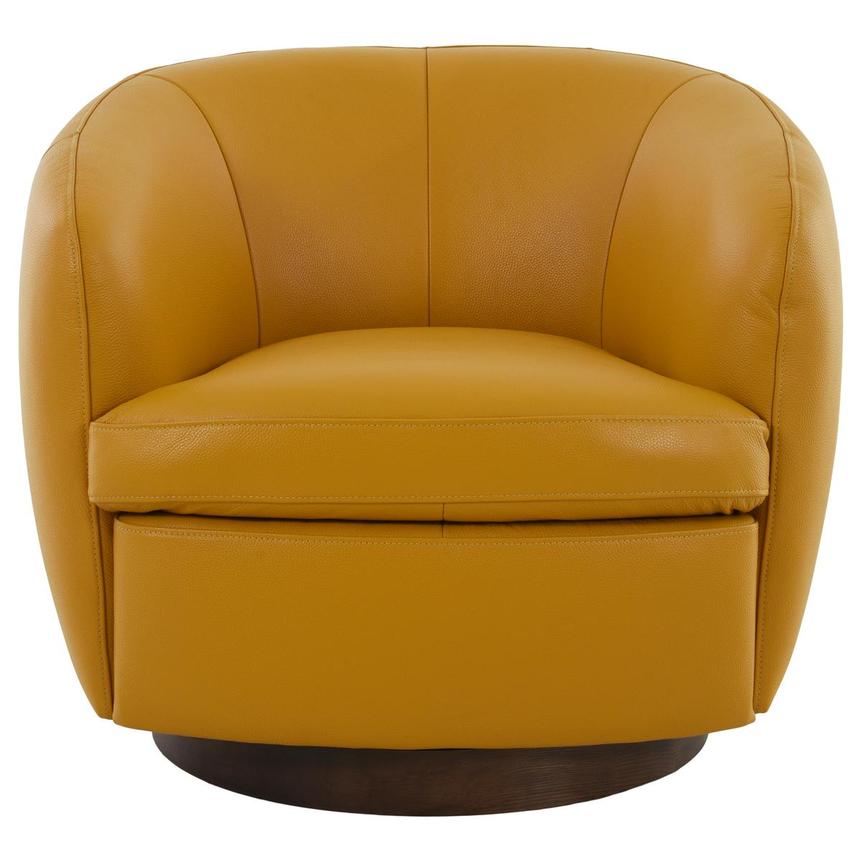 Leyla Yellow Leather Accent Chair  alternate image, 4 of 9 images.