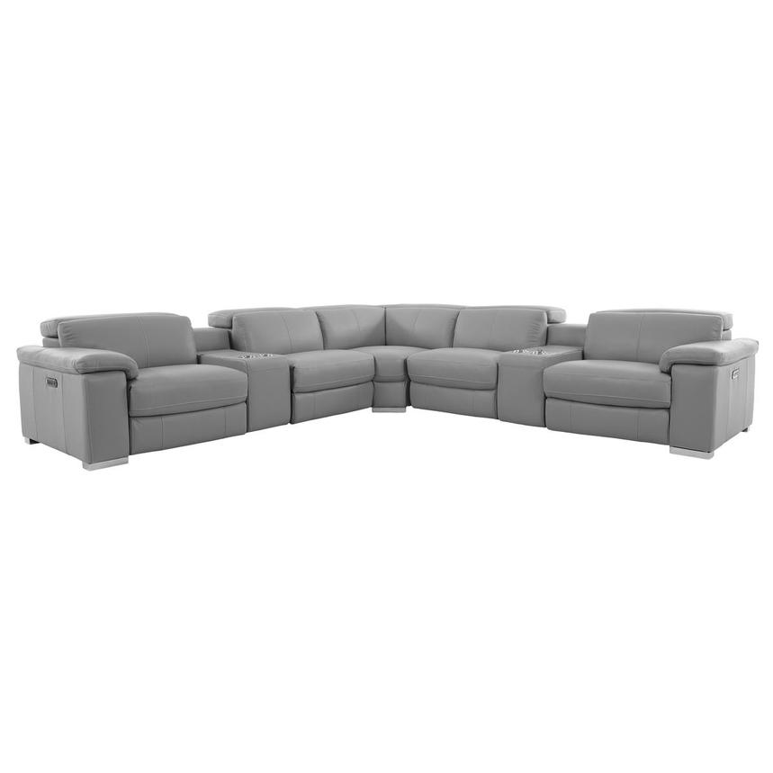 Charlie Light Gray Leather Power Reclining Sectional with 7PCS/3PWR  main image, 1 of 15 images.