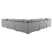 Charlie Light Gray Leather Power Reclining Sectional with 7PCS/3PWR  alternate image, 4 of 15 images.