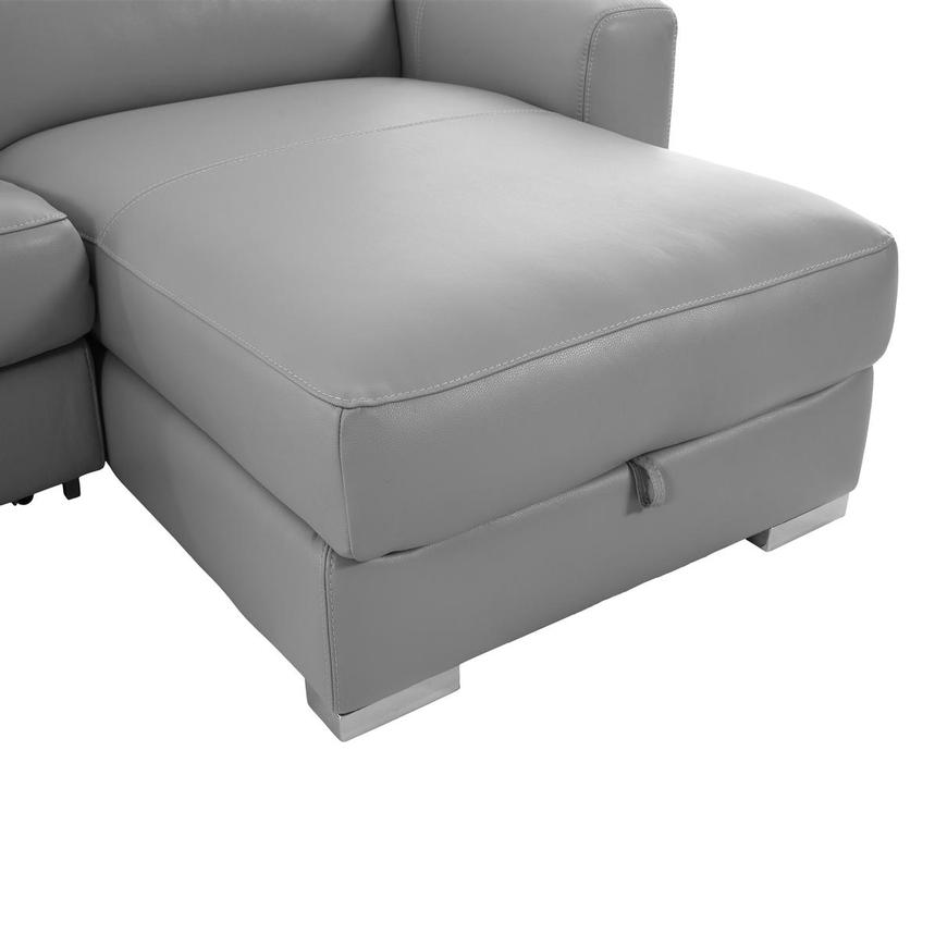 Bay Harbor Silver Leather Sleeper w/Right Chaise  alternate image, 9 of 13 images.