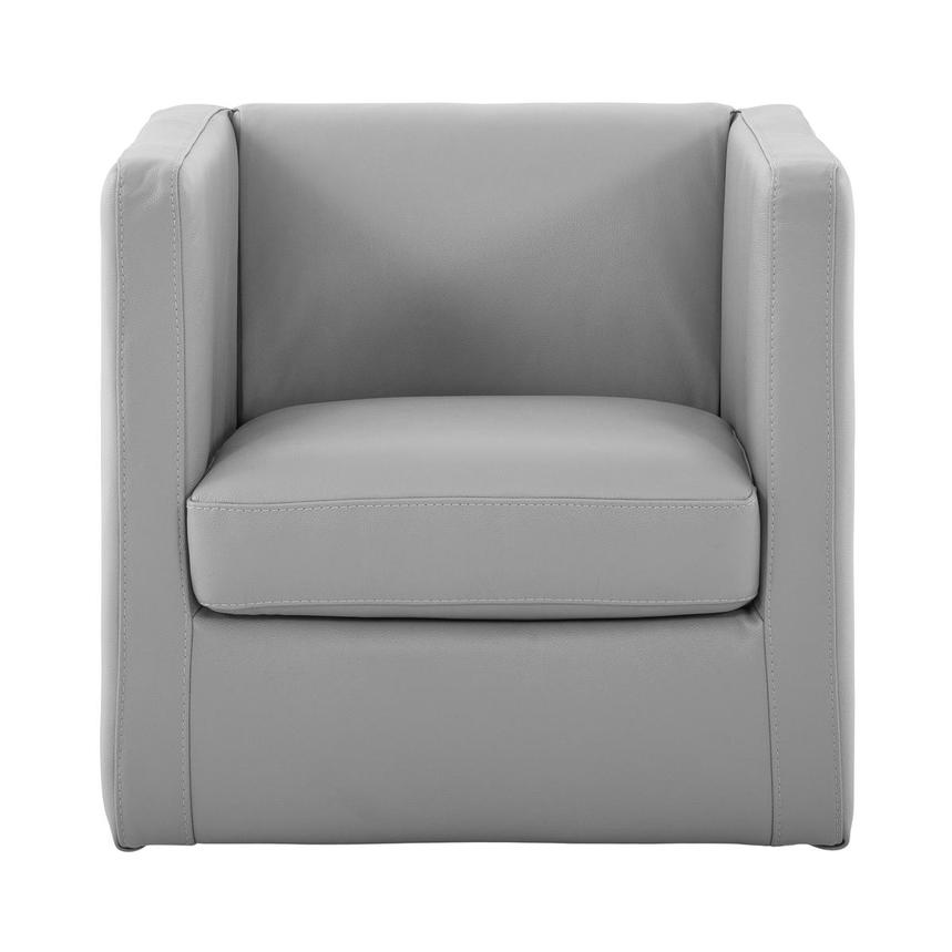 Cute Silver Leather Accent Chair w/2 Pillows  alternate image, 2 of 13 images.