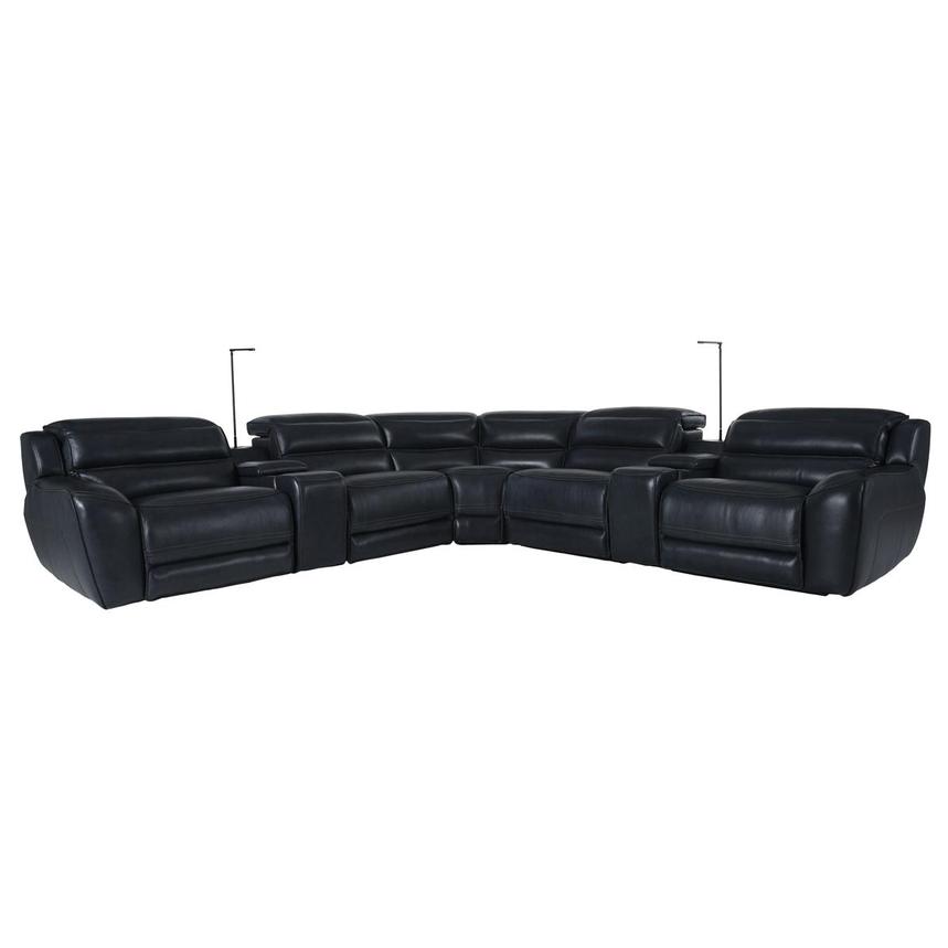 Cosmo II Blueberry Leather Power Reclining Sectional with 7PCS/3PWR  main image, 1 of 20 images.