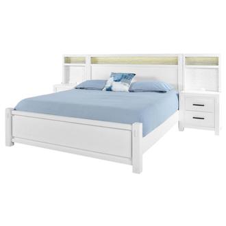 Roca White King Platform Bed w/Nightstands