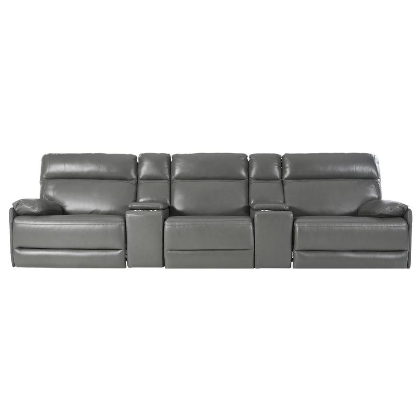Benz Gray Home Theater Leather Seating with 5PCS/3PWR  main image, 1 of 13 images.