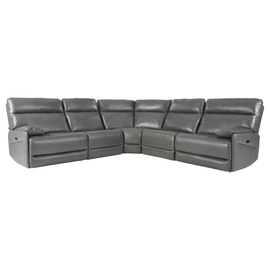 Benz Gray Leather Power Reclining Sectional with 5PCS/3PWR main image, 1 of 10 images.
