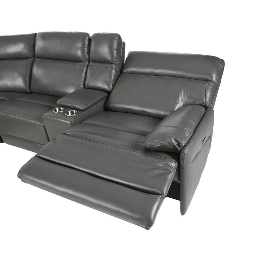 Benz Gray Leather Power Reclining Sectional with 5PCS/3PWR alternate image, 6 of 10 images.