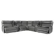 Benz Gray Leather Power Reclining Sectional with 7PCS/3PWR  alternate image, 3 of 14 images.