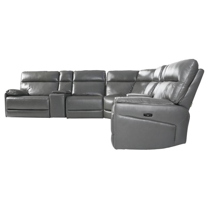 Benz Gray Leather Power Reclining Sectional with 7PCS/3PWR alternate image, 4 of 14 images.