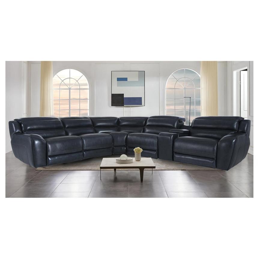Cosmo II Blueberry Leather Power Reclining Sectional with 4PCS/2PWR  alternate image, 2 of 10 images.