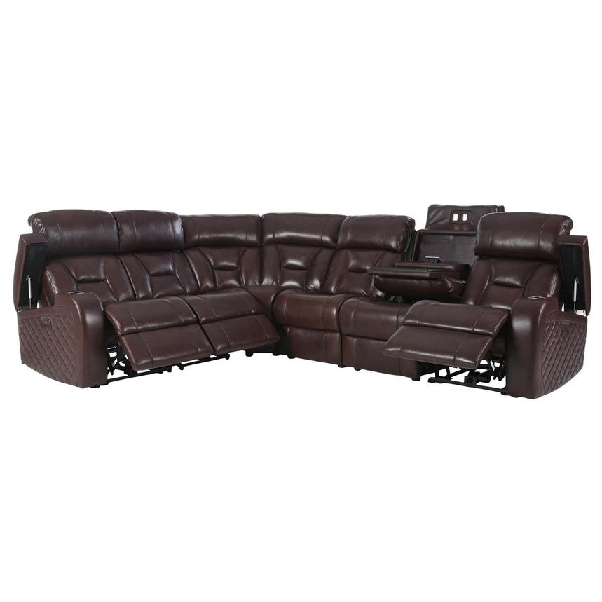 Gio Brown Leather Power Reclining Sectional with 6PCS/3PWR  alternate image, 2 of 16 images.