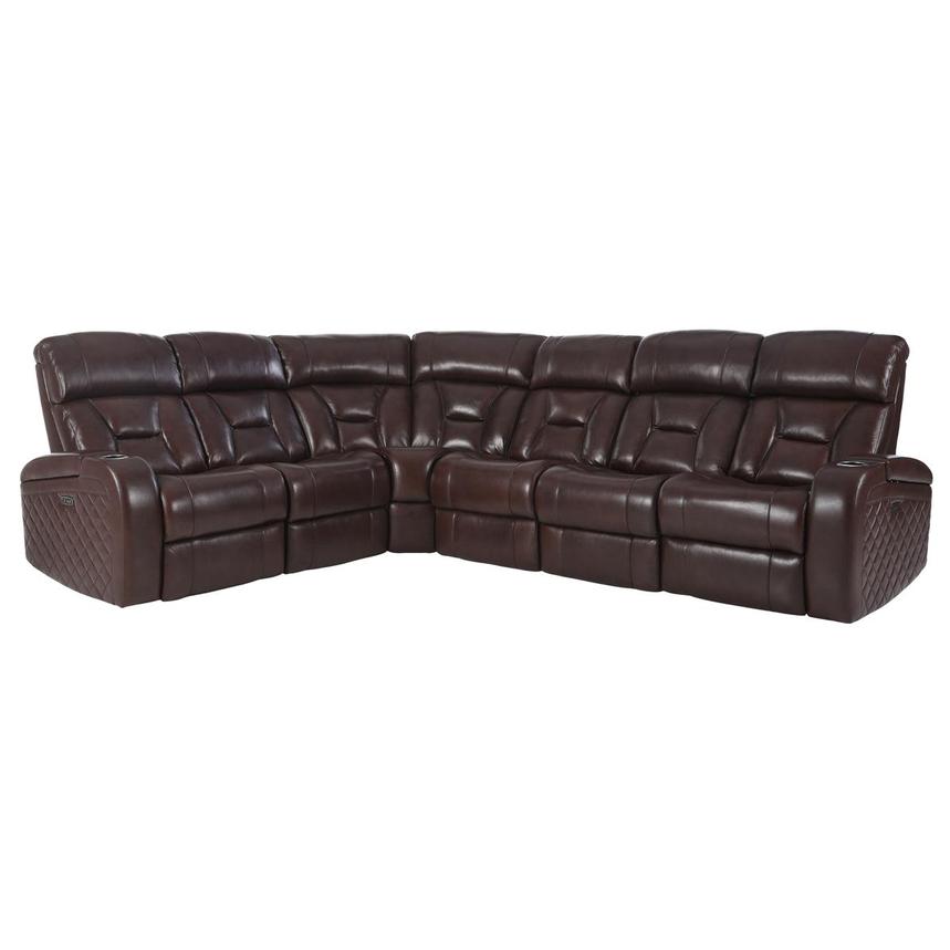 Gio Brown Leather Power Reclining Sectional El Dorado Furniture