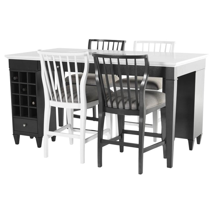 Janelle Black/White 5-Piece Counter Dining Set  main image, 1 of 17 images.