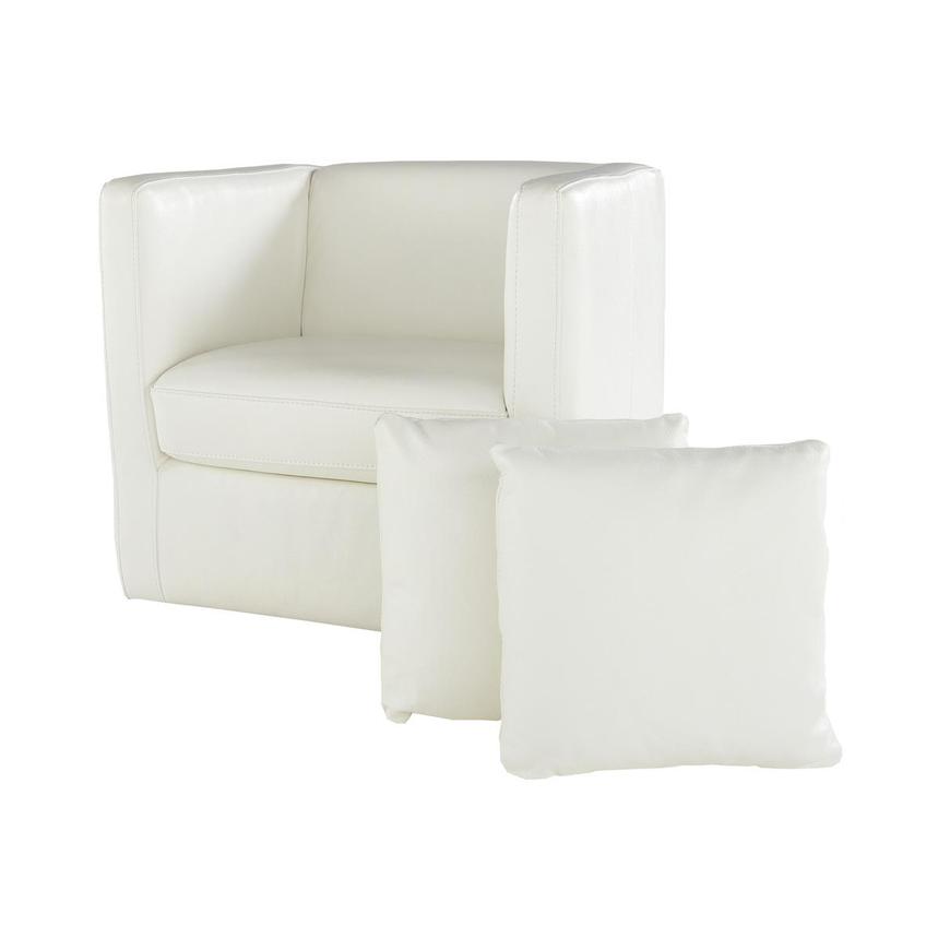 Cute White Accent Chair w/2 Pillows  main image, 1 of 8 images.