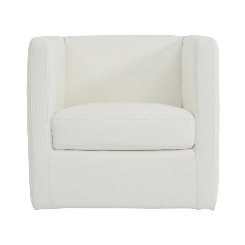 Cute White Leather Accent Chair w/2 Pillows alternate image, 2 of 8 images.