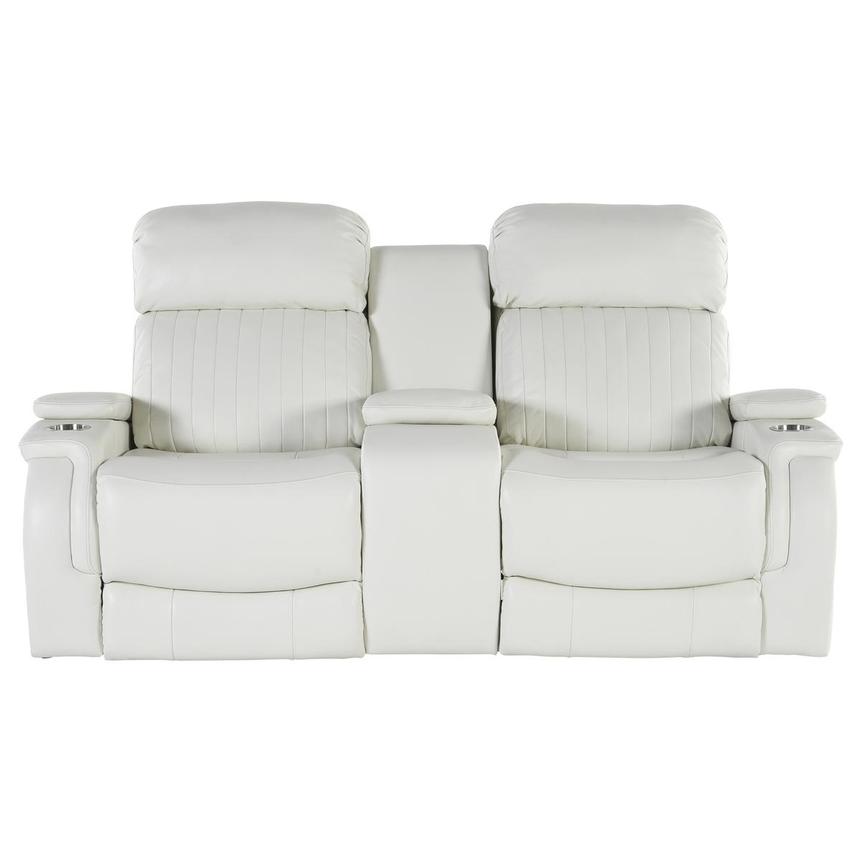 Obsidian II White Leather Power Reclining Loveseat  main image, 1 of 9 images.