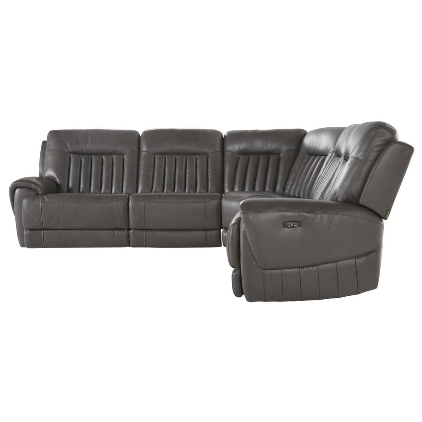 Devin Gray Leather Corner Sofa with 5PCS/3PWR  alternate image, 3 of 5 images.