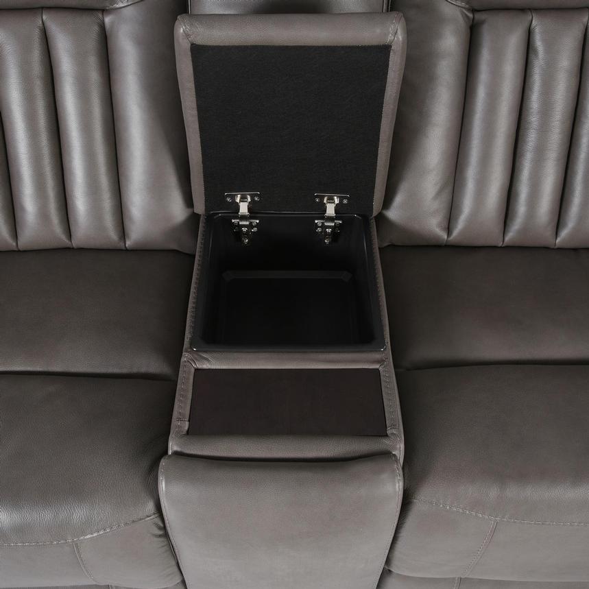 Devin Gray Home Theater Leather Seating with 5PCS/2PWR  alternate image, 4 of 7 images.
