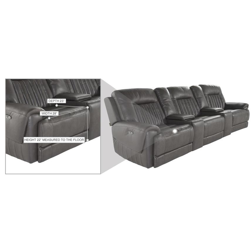 Devin Gray Home Theater Leather Seating with 5PCS/3PWR  alternate image, 7 of 7 images.