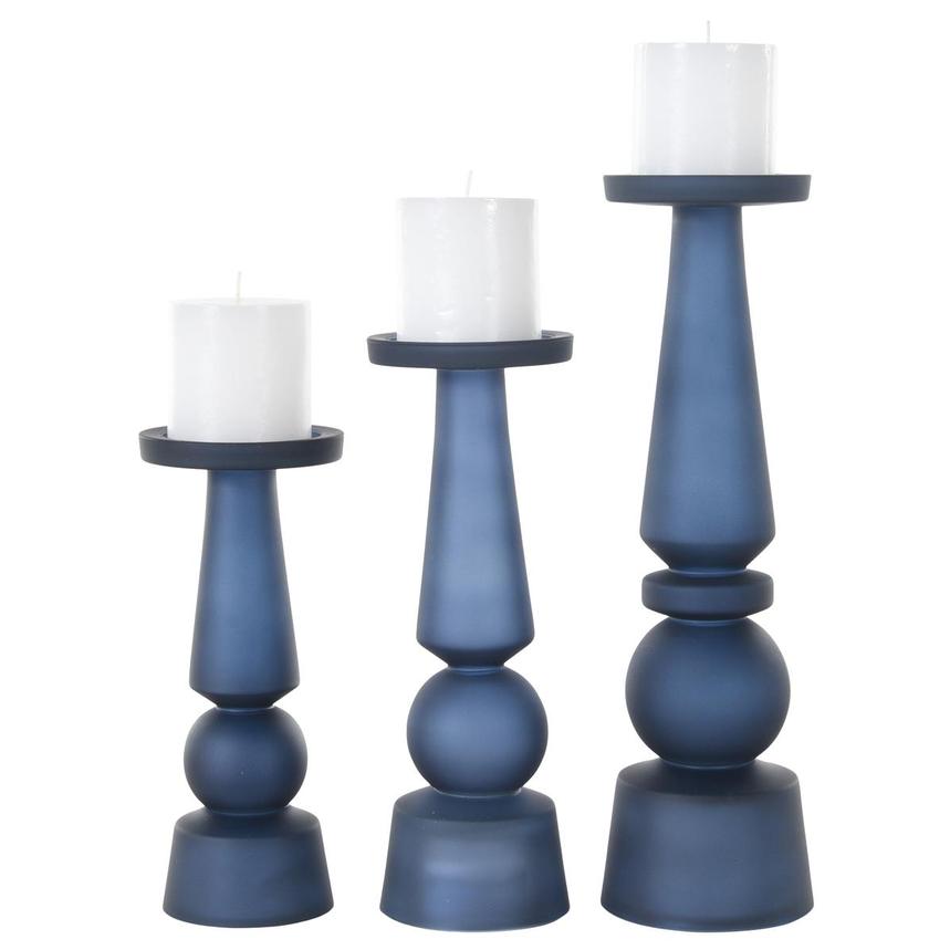 Cassie Blue Set of 3 Candle Holders  main image, 1 of 3 images.