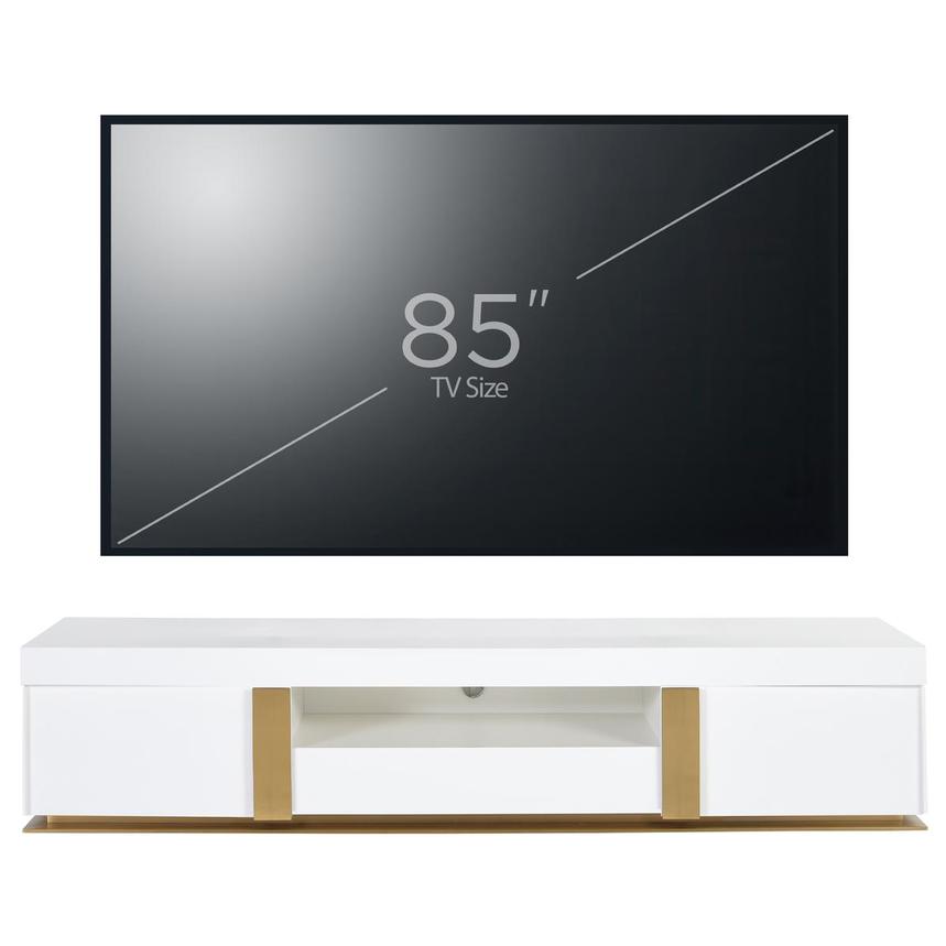 Grand Night White/Gold Gloss TV Stand  alternate image, 2 of 6 images.