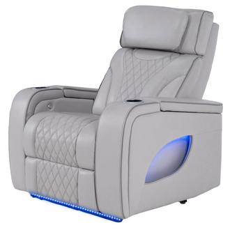 Pummel Gray Leather Power Recliner