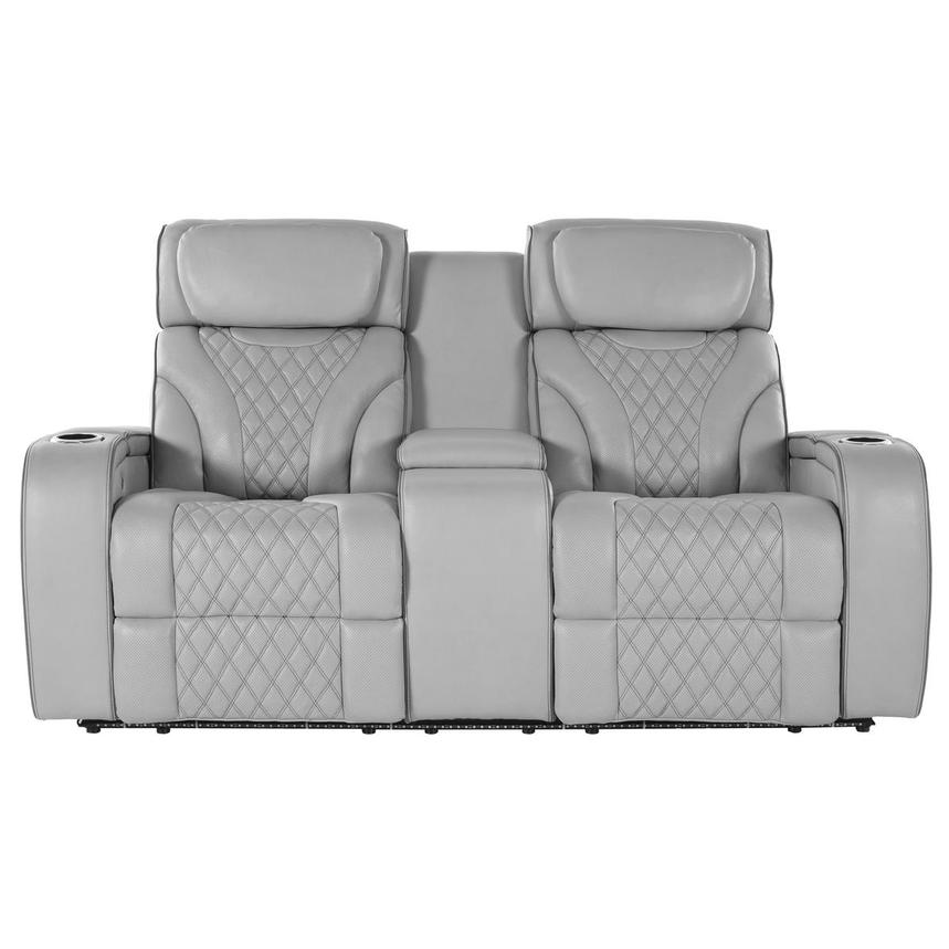 Pummel Gray Leather Power Reclining Loveseat  main image, 1 of 10 images.