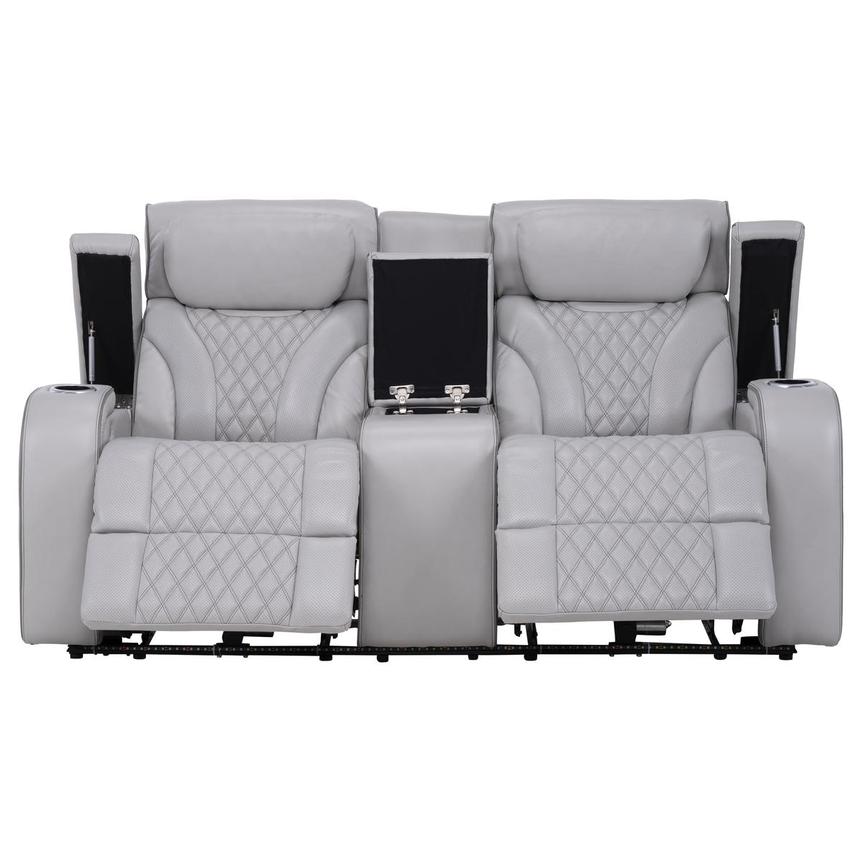 Pummel Gray Leather Power Reclining Loveseat  alternate image, 5 of 13 images.