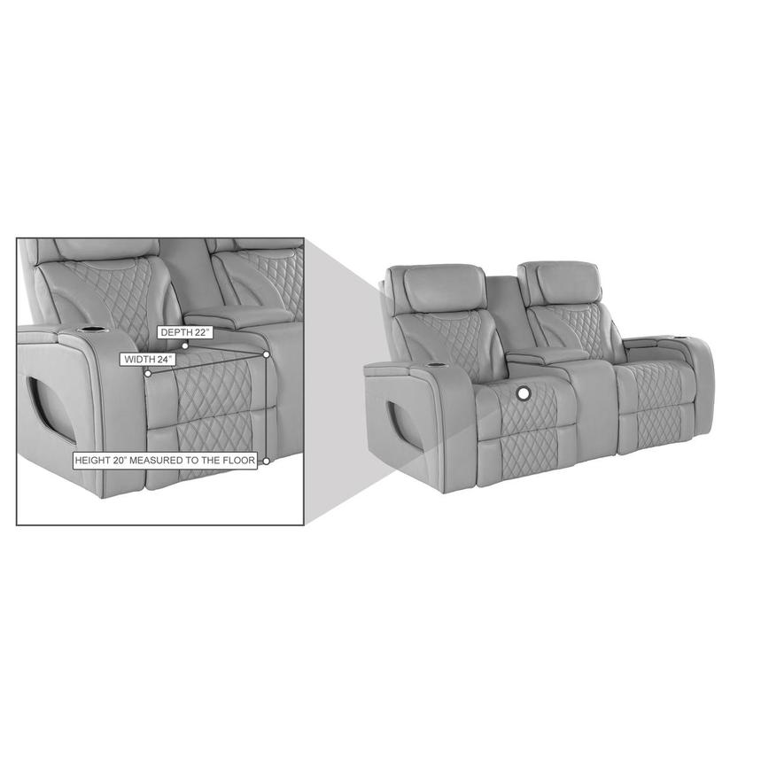 Pummel Gray Leather Power Reclining Loveseat  alternate image, 11 of 11 images.