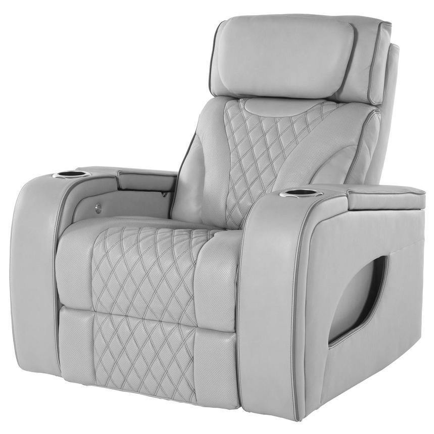 Pummel Gray Leather Power Recliner El Dorado Furniture