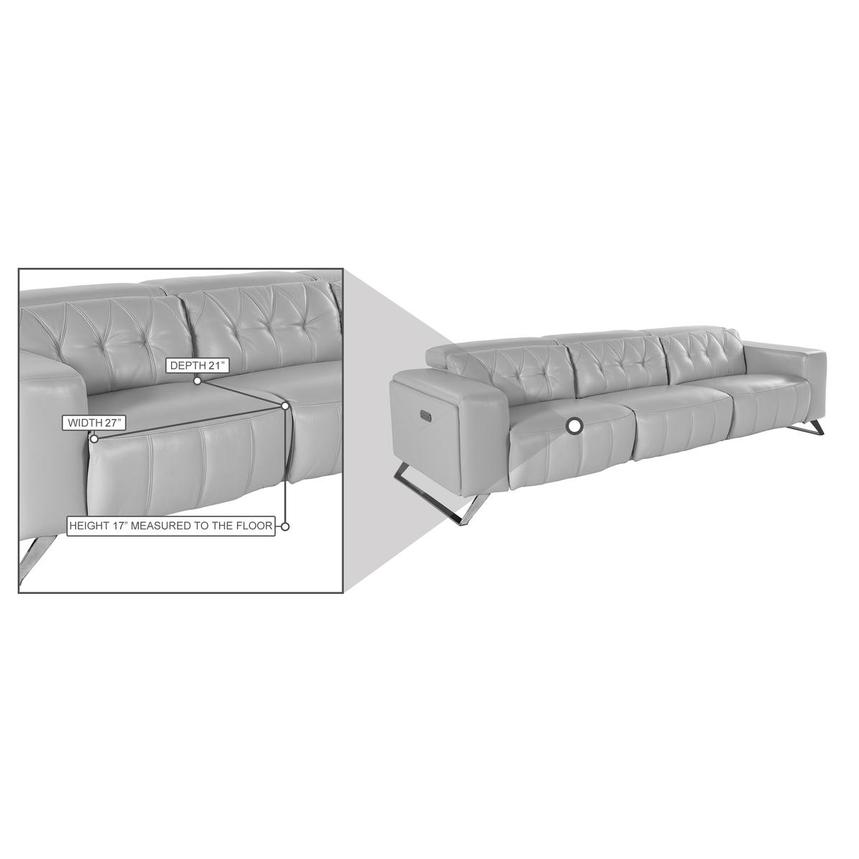 Anchi Silver Oversized Leather Sofa w/2PWR  alternate image, 5 of 5 images.