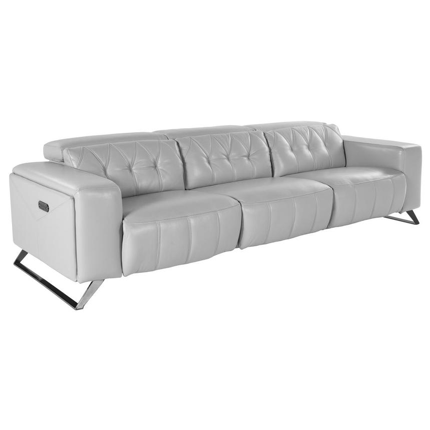 Anchi Silver Oversized Leather Sofa w/3PWR alternate image, 2 of 9 images.