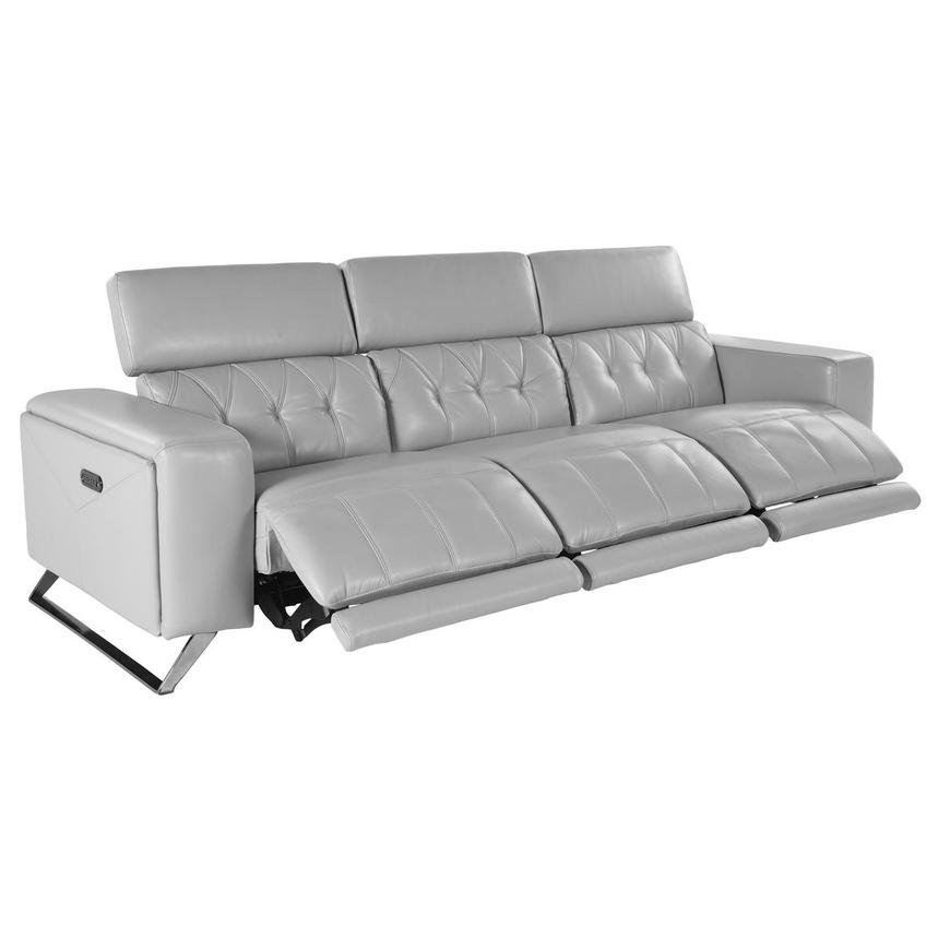 Anchi Silver Oversized Leather Sofa w/3PWR El Dorado Furniture
