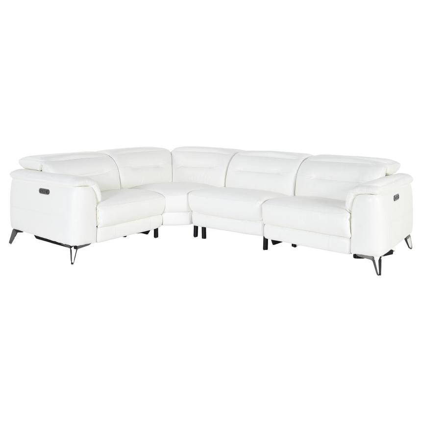 Anabel White Leather Power Reclining Sectional with 4PCS/2PWR  main image, 1 of 4 images.