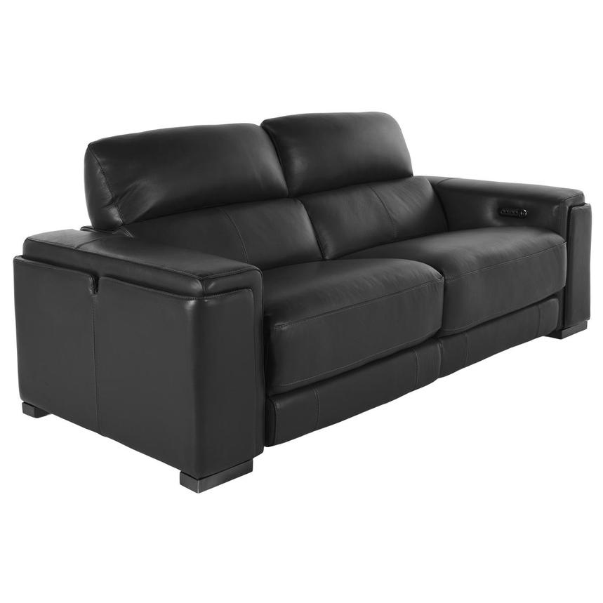 Charlette Dark Gray Leather Power Reclining Sofa  alternate image, 2 of 5 images.