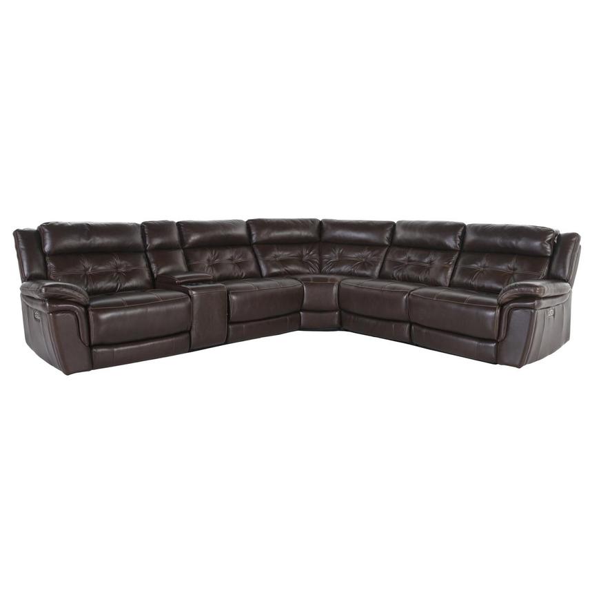 Stallion Brown Leather Power Reclining Sectional with 6PCS/3PWR  main image, 1 of 6 images.