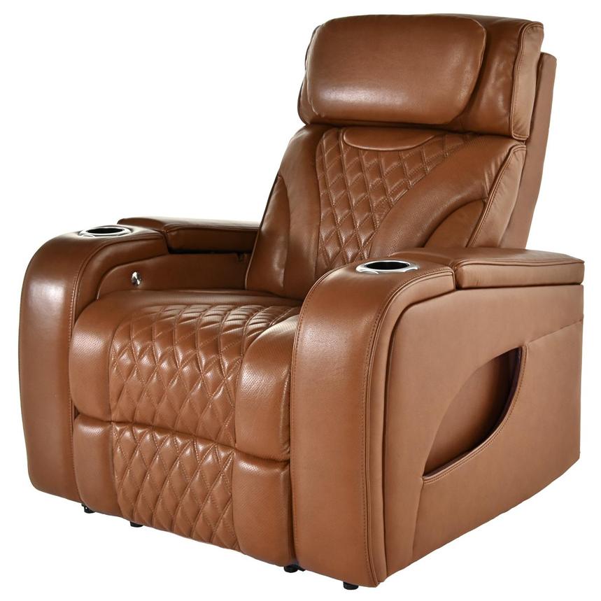 Pummel Tan Leather Power Recliner  alternate image, 2 of 9 images.