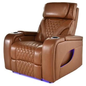 Pummel Tan Leather Power Recliner