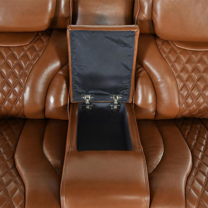 Pummel Tan Leather Power Reclining Loveseat  alternate image, 5 of 9 images.