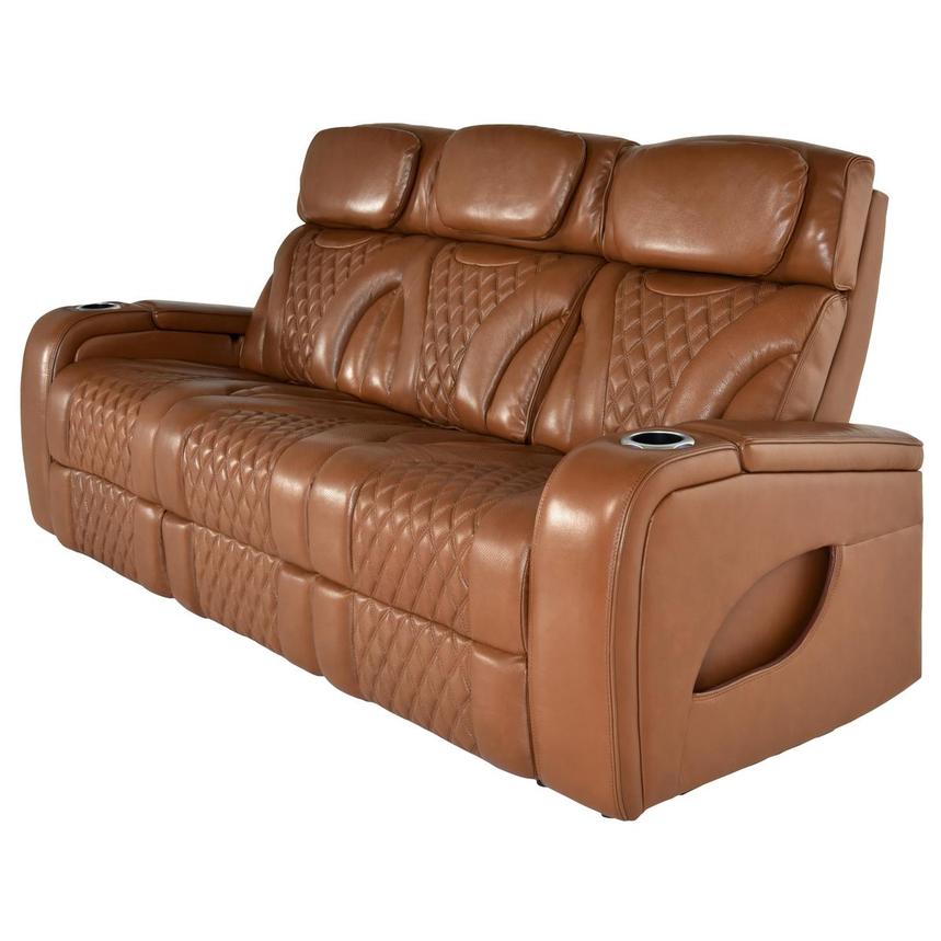 Pummel Tan Leather Power Reclining Sofa  alternate image, 2 of 9 images.