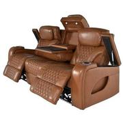 Pummel Tan Leather Power Reclining Sofa  alternate image, 3 of 9 images.