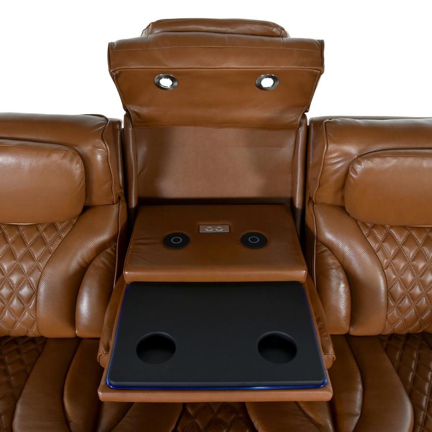 Pummel Tan Leather Power Reclining Sofa alternate image, 5 of 9 images.