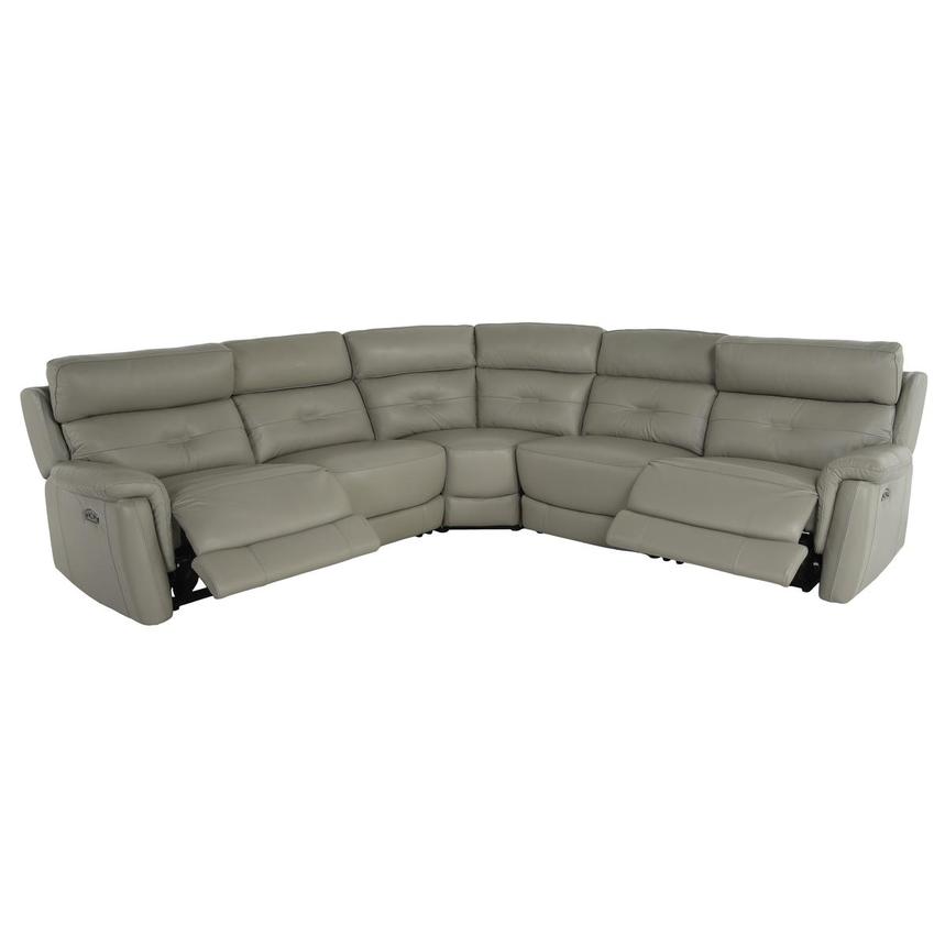 Naya Taupe Leather Power Reclining Sectional with 5PCS/2PWR alternate image, 2 of 3 images.