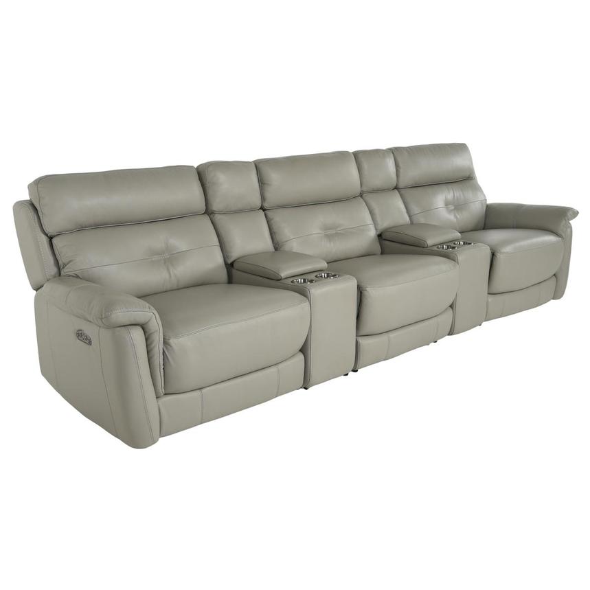 Naya Taupe Home Theater Leather Seating with 5PCS/3PWR alternate image, 2 of 6 images.