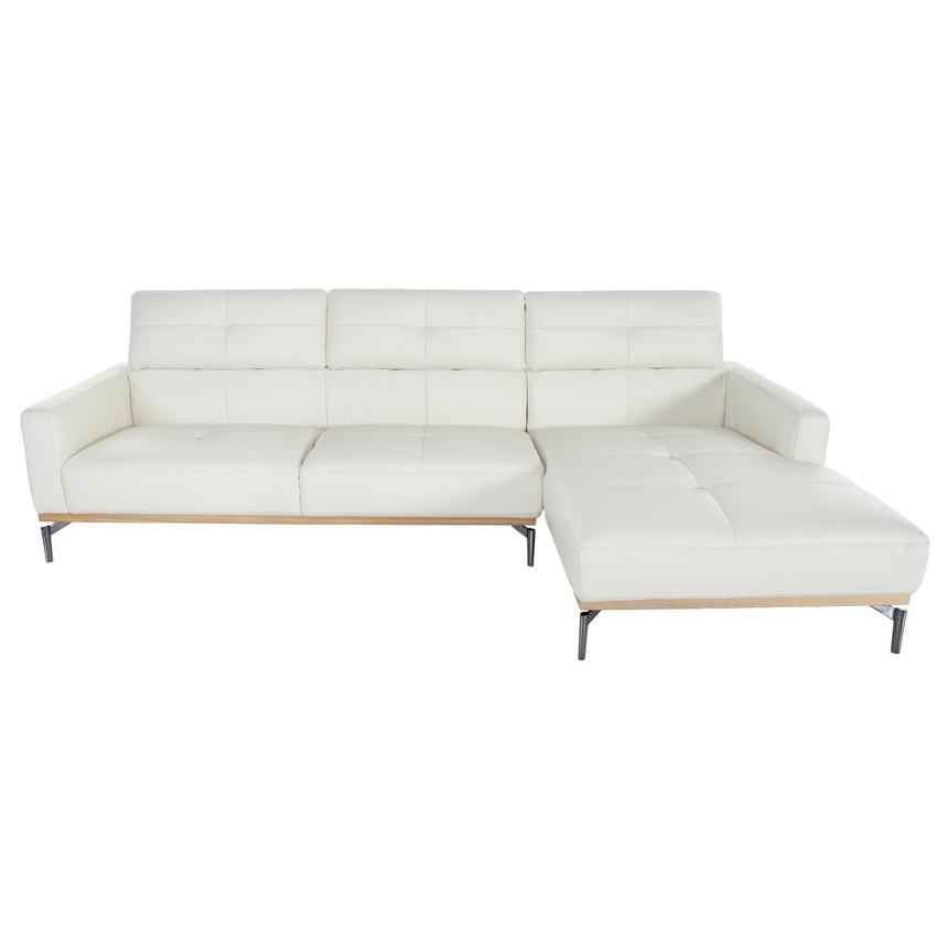 Nate White Leather Corner Sofa w/Right Chaise  alternate image, 4 of 7 images.