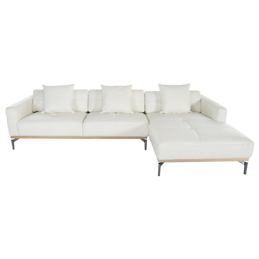 Nate White Leather Corner Sofa w/Right Chaise alternate image, 2 of 7 images.