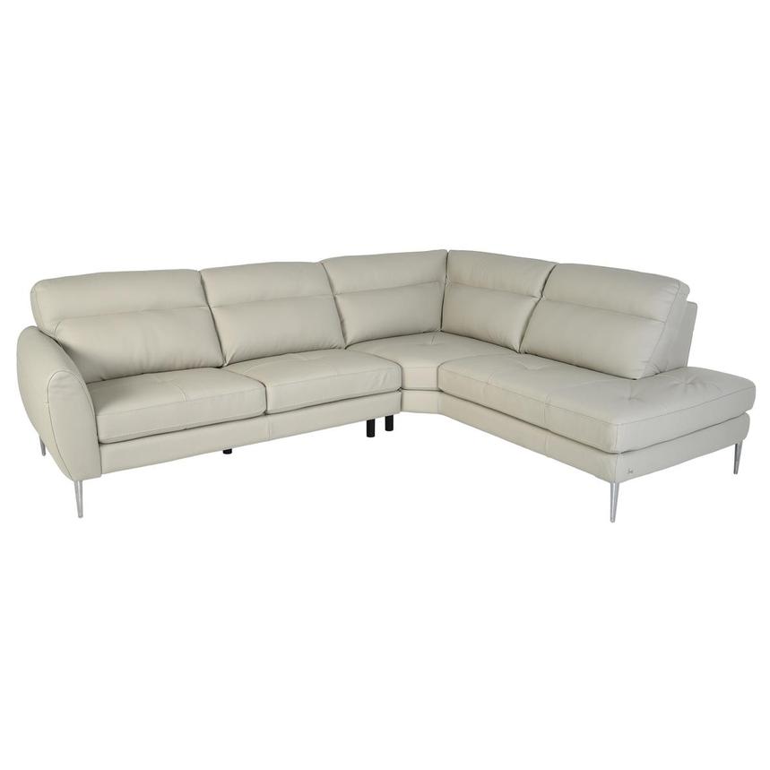 Chicago Gray Leather Corner Sofa w/Right Chaise  main image, 1 of 6 images.