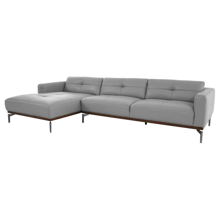 Nate Gray Leather Corner Sofa w/Left Chaise  alternate image, 4 of 13 images.